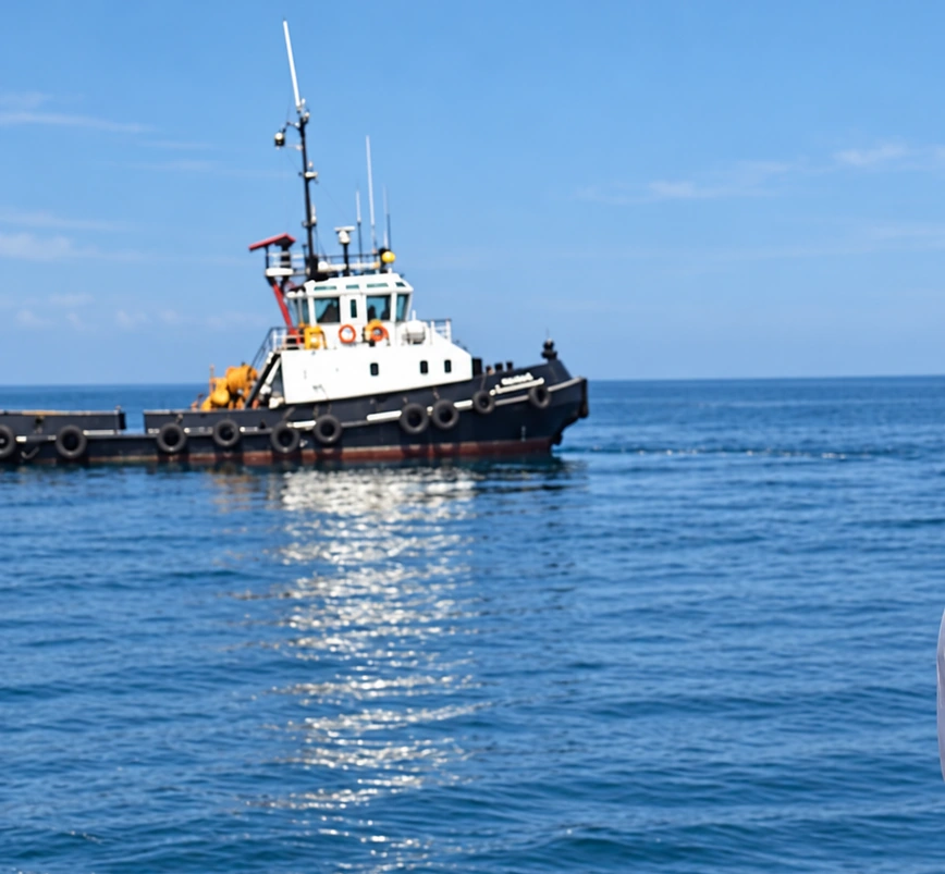 Illustrative civilian workboat at sea used to represent marine survey environments