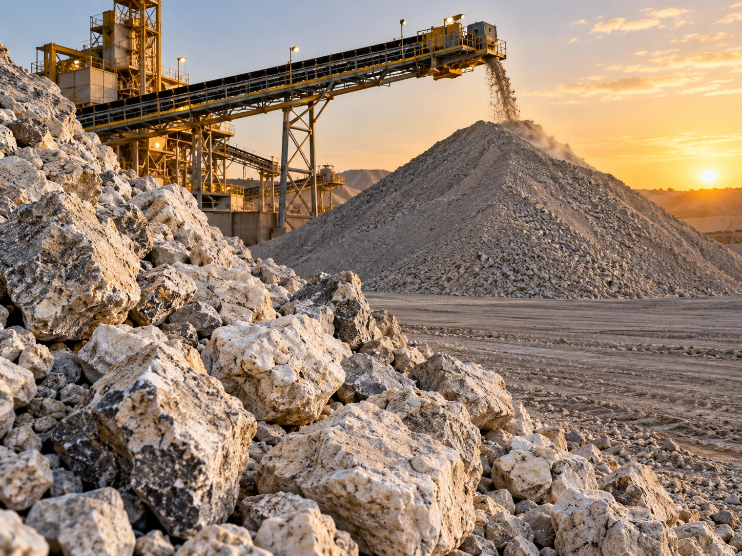 Conceptual bulk mineral and phosphate materials processing conveyor